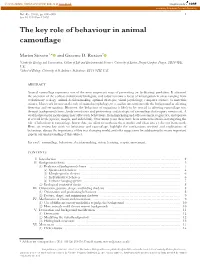 The Key Role of Behaviour in Animal Camouflage