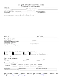 The Quilt Index Documentation Form