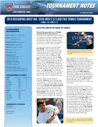 Tournament Notes