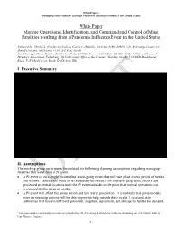 White Paper Morgue Operations, Identification, and Command and Control of Mass Fatalities Resulting from a Pandemic Influenza Event in the United States
