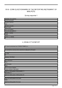 2018 - Core Questionnaire of the Reporting Instrument of Who Fctc