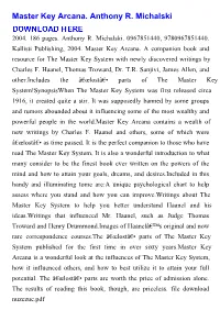 Master Key Arcana. Anthony R. Michalski