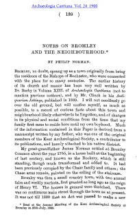 Notes on Bromley and the Neighbourhood.*