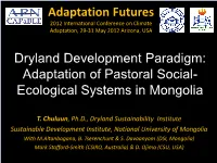 Adaptation of Pastoral Social- Ecological Systems in Mongolia
