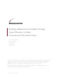 Building a Balanced and Scalable Strategic Asset Allocation to Meet Financial and ESG Impact Goals