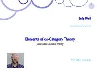 Elements of -Category Theory Joint with Dominic Verity