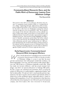 Lessons from Whitman College Paul Apostolidis