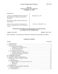Memorandum Opinion and Order, Declaratory Ruling, and Order on Reconsideration