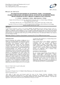 Regular Article Studies on Synthesis of Aldimines: Part