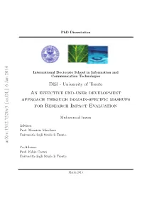 University of Trento an Effective End-User Development Approach Through Domain-Specific Mashups for Research Impact Evaluation