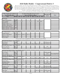 2020 Ballot Buddy - Congressional District 3 This Page Includes All of the State Legislative Districts That Are Within, Or Partially Within, Congressional District 3