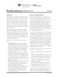Bacillus Anthracis (Anthrax) Fact Sheet