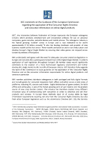 ISFE Comments on Commission Guidance