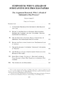 The Argument Renewed: Who's Afraid of Substantive Due Process?*