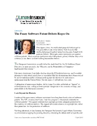 The Fuzzy Software Patent Debate Rages On