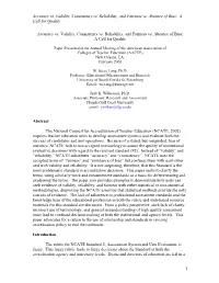 Accuracy Vs. Validity, Consistency Vs. Reliability, and Fairness Vs