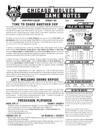 Chicago Wolves Game Notes GRAND RAPIDS at CHICAGO OCTOBER 5, 2019 7 P.M