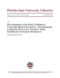 Development of the Early Childhood Curricular Beliefs Inventory