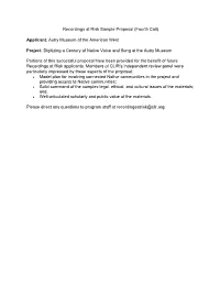 (Fourth Call) Applicant: Autry Museum of the American West Project