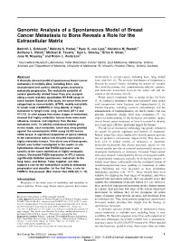 Genomic Analysis of a Spontaneous Model of Breast Cancer Metastasis to Bone Reveals a Role for the Extracellular Matrix