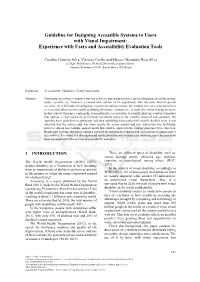 Guideline for Designing Accessible Systems to Users with Visual Impairment: Experience with Users and Accessibility Evaluation Tools