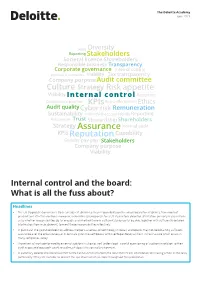 Internal Control and the Board: What Is All the Fuss About?