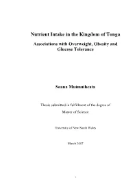 Nutrient Intake in the Kingdom of Tonga