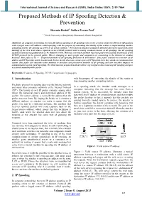 Proposed Methods of IP Spoofing Detection & Prevention