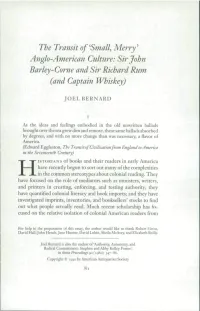 Sir John Barley-Come and Sir Richard Rum (And Captain Whiskey)
