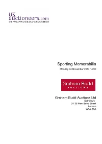Sporting Memorabilia Monday 04 November 2013 14:00