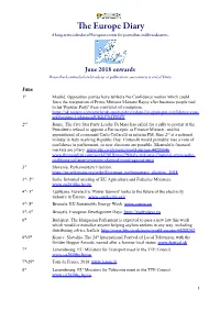 Te Europe Diary a Long-Term Calendar of European Events for Journalists and Broadcasters