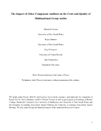 The Impact of Other Component Auditors on the Costs and Quality of Multinational Group Audits