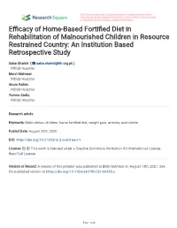 E Cacy of Home-Based Forti Ed Diet in Rehabilitation Of