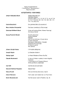 Georg A. Bochow Repertoire 2021