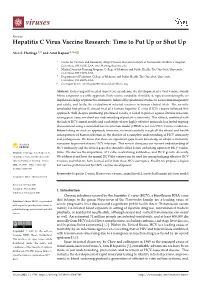 Hepatitis C Virus Vaccine Research: Time to Put up Or Shut Up