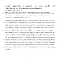 Isotopic Approaches to Quantify Root Water Uptake and Redistribution