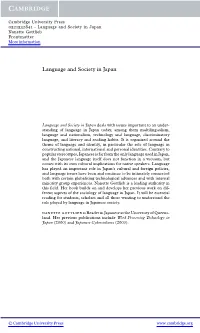 Language and Society in Japan Nanette Gottlieb Frontmatter More Information