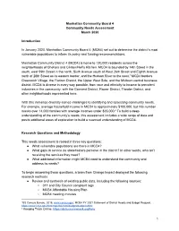 Manhattan Community Board 4 Community Needs Assessment March 2020 Introduction in January 2020, Manhattan Community Board 4 (MCB