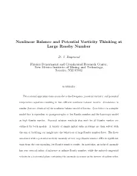Nonlinear Balance and Potential Vorticity Thinking at Large Rossby Number