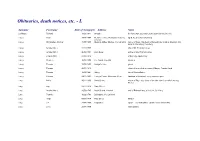 Obituaries, Death Notices, Etc. - L