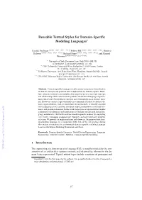 Reusable Textual Styles for Domain-Specific Modeling Languages⋆