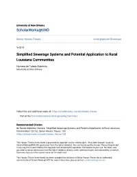 Simplified Sewerage Systems and Potential Application to Rural Louisiana Communities