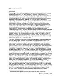 Social Vulnerability Index (Sovi) Is a Quantitative Measure of Social Vulnerability to Environmental Hazards