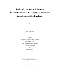 The Late Proterozoic to Palaeozoic Tectonic Evolution of the Long Range Mountains in Southwestern Newfoundland