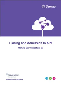 Admission Document Prepared in Accordance with the AIM Rules