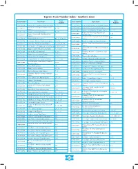 Express Train Number Index - Southern Zone
