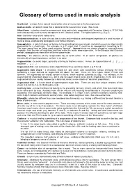 Glossary of Terms Used in Music Analysis