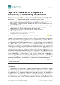 Implication of M6a Mrna Methylation in Susceptibility to Inflammatory