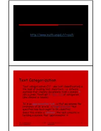 Information Retrieval (Text Categorization)