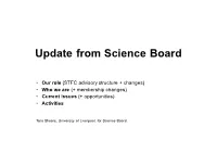 Update from Science Board